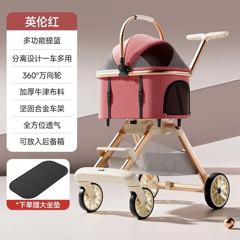 Fashion Lightweight Pet Cart High Value Lightweight Folding Cart Bag Separation Dog Cat Dog Strollers Pet Products - Lily.sg Global Shopping