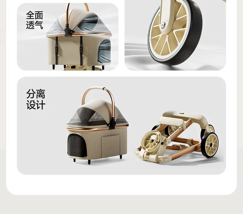 Fashion Lightweight Pet Cart High Value Lightweight Folding Cart Bag Separation Dog Cat Dog Strollers Pet Products - Lily.sg Global Shopping