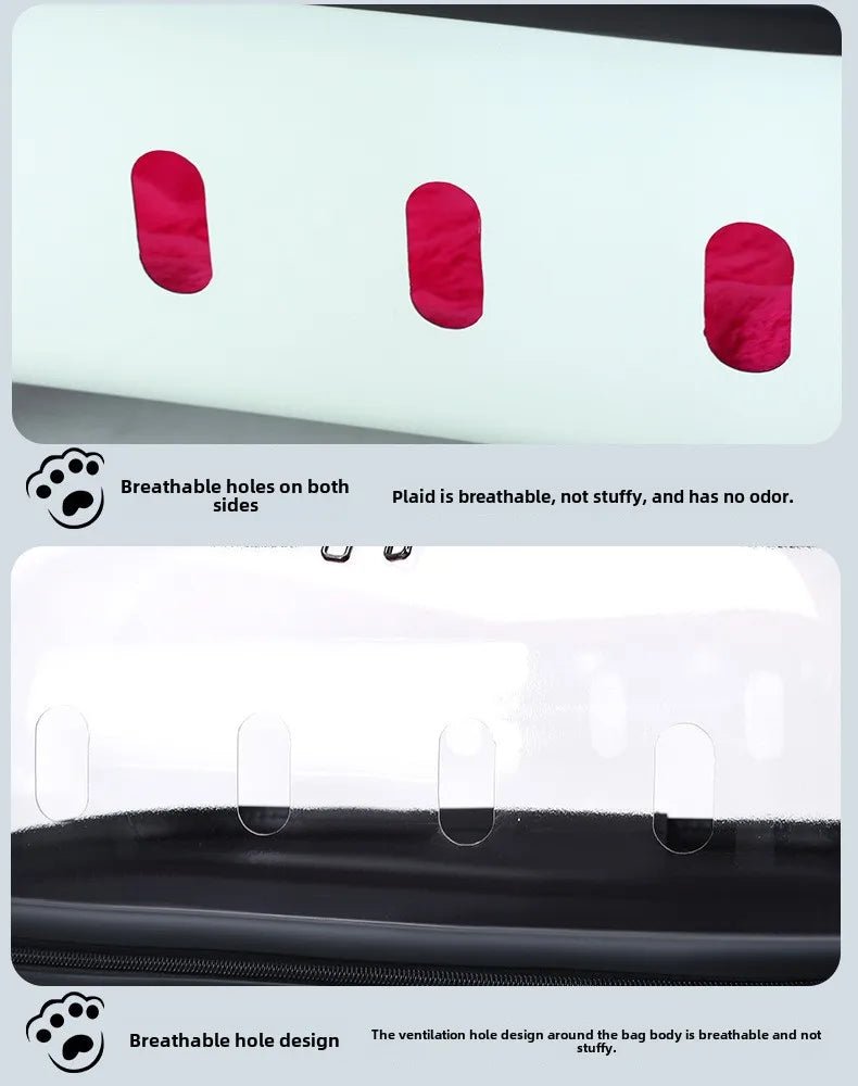 Fashion Transparent Cat Cage Large Capacity Pet Suitcase Breathable Cat Carriers Pull Rod/Handheld Dual Use Cat Transport Cart - Lily.sg Global Shopping