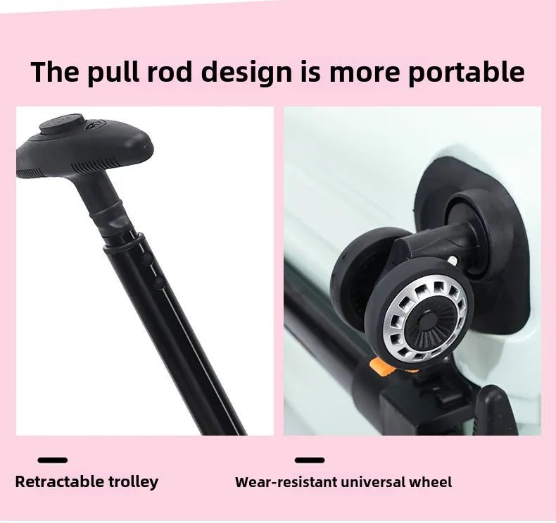 Fashion Transparent Cat Cage Large Capacity Pet Suitcase Breathable Cat Carriers Pull Rod/Handheld Dual Use Cat Transport Cart - Lily.sg Global Shopping