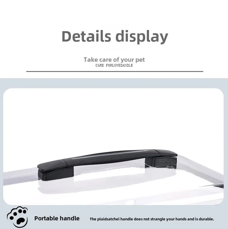 Fashion Transparent Cat Cage Large Capacity Pet Suitcase Breathable Cat Carriers Pull Rod/Handheld Dual Use Cat Transport Cart - Lily.sg Global Shopping