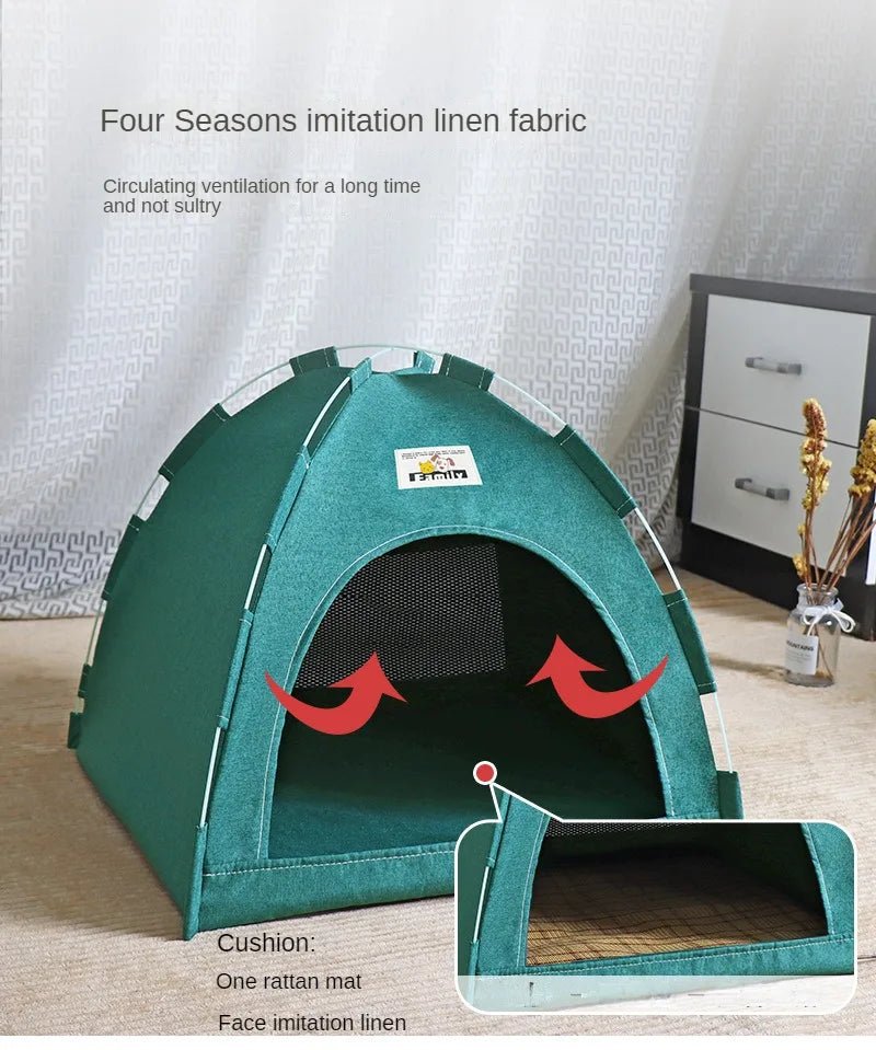 Foldable Cat House Pet Tent Four Seasons Universal Cat and Dog Pet Nest Summer Cool Mat Outdoor Portable Foldable Breathable - Lily.sg Global Shopping
