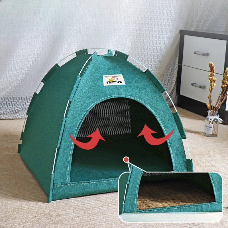 Foldable Cat House Pet Tent Four Seasons Universal Cat and Dog Pet Nest Summer Cool Mat Outdoor Portable Foldable Breathable - Lily.sg Global Shopping