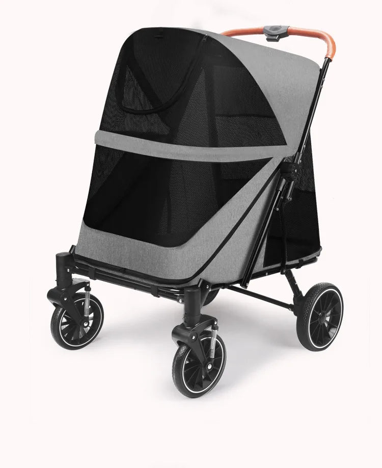 Foldable Medium To Large Pet Stroller with A Load - bearing Capacity of Up To 55kg Providing Ample Space for Elderly Dogs 2025 New - Lily.sg Global Shopping