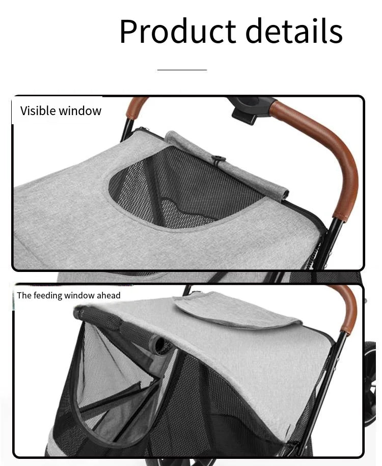 Foldable Medium To Large Pet Stroller with A Load - bearing Capacity of Up To 55kg Providing Ample Space for Elderly Dogs 2025 New - Lily.sg Global Shopping