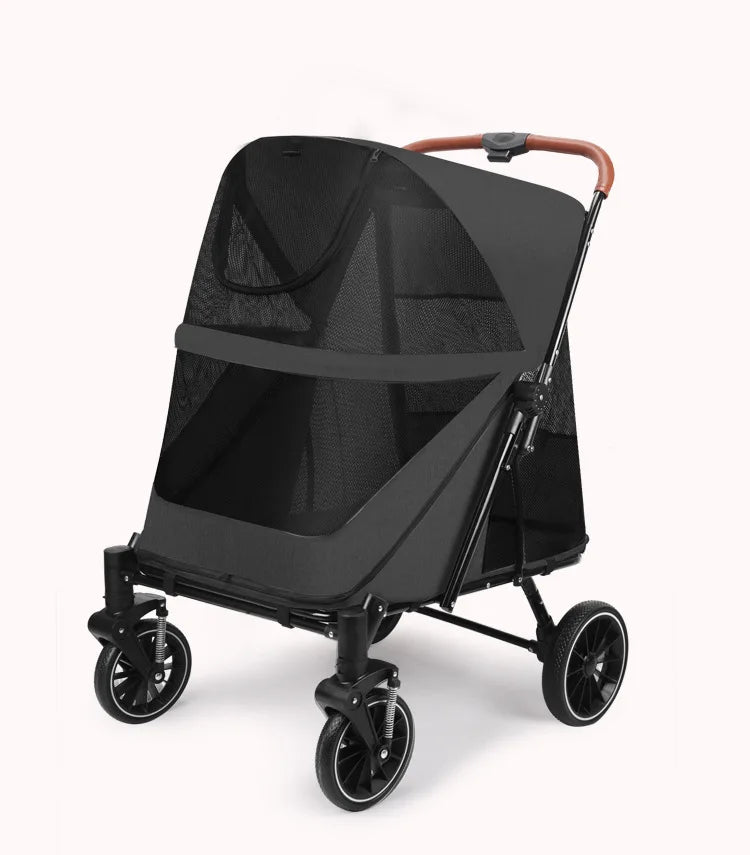 Foldable Medium To Large Pet Stroller with A Load - bearing Capacity of Up To 55kg Providing Ample Space for Elderly Dogs 2025 New - Lily.sg Global Shopping