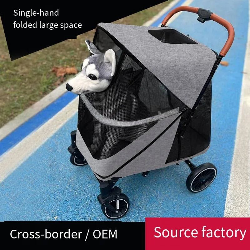 Foldable Medium To Large Pet Stroller with A Load - bearing Capacity of Up To 55kg Providing Ample Space for Elderly Dogs 2025 New - Lily.sg Global Shopping