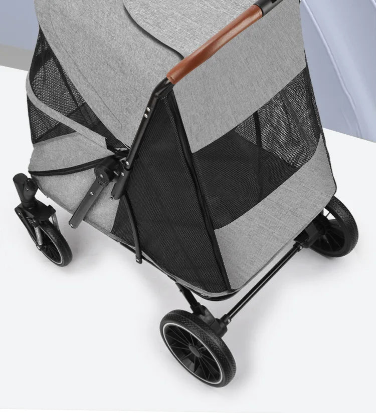 Foldable Medium To Large Pet Stroller with A Load - bearing Capacity of Up To 55kg Providing Ample Space for Elderly Dogs 2025 New - Lily.sg Global Shopping