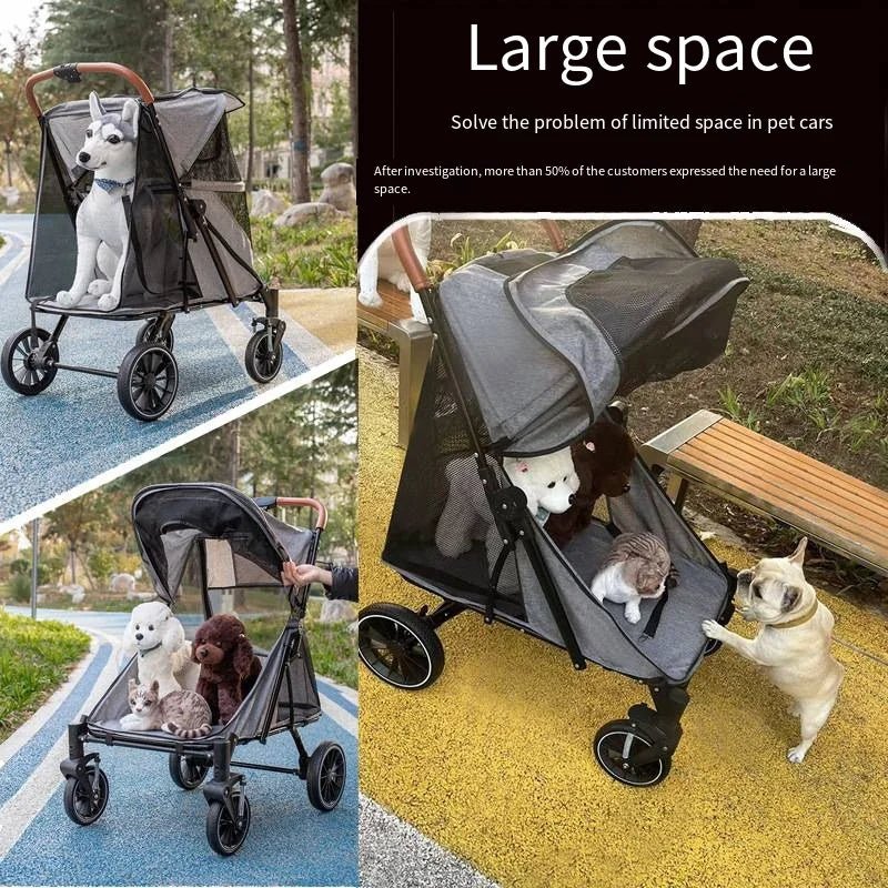 Foldable Medium To Large Pet Stroller with A Load - bearing Capacity of Up To 55kg Providing Ample Space for Elderly Dogs 2025 New - Lily.sg Global Shopping