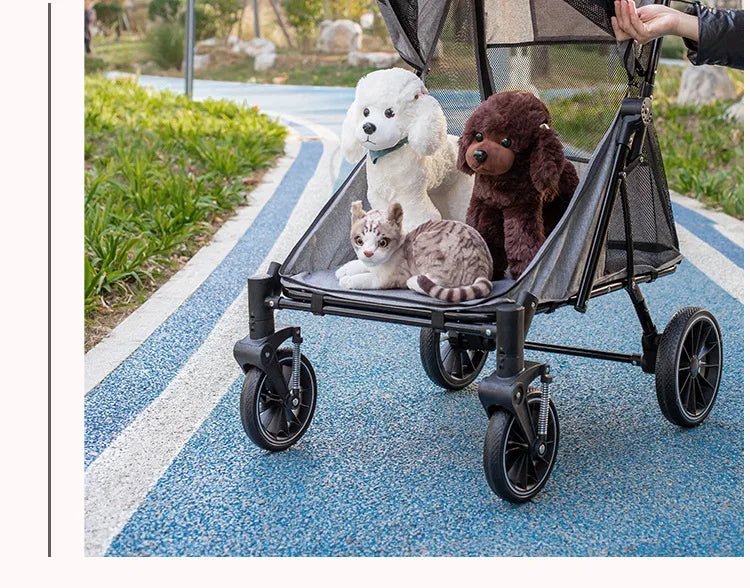 Foldable Medium To Large Pet Stroller with A Load - bearing Capacity of Up To 55kg Providing Ample Space for Elderly Dogs 2025 New - Lily.sg Global Shopping