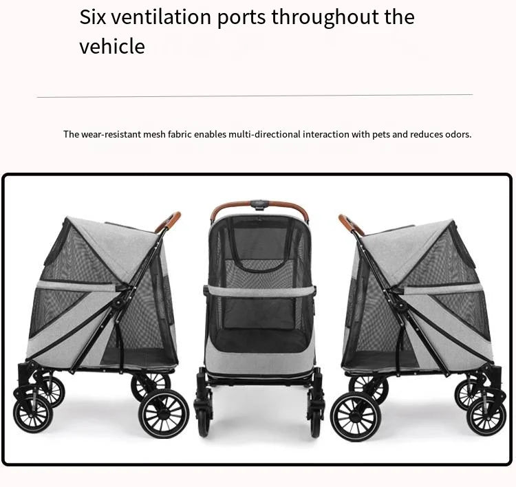 Foldable Medium To Large Pet Stroller with A Load - bearing Capacity of Up To 55kg Providing Ample Space for Elderly Dogs 2025 New - Lily.sg Global Shopping