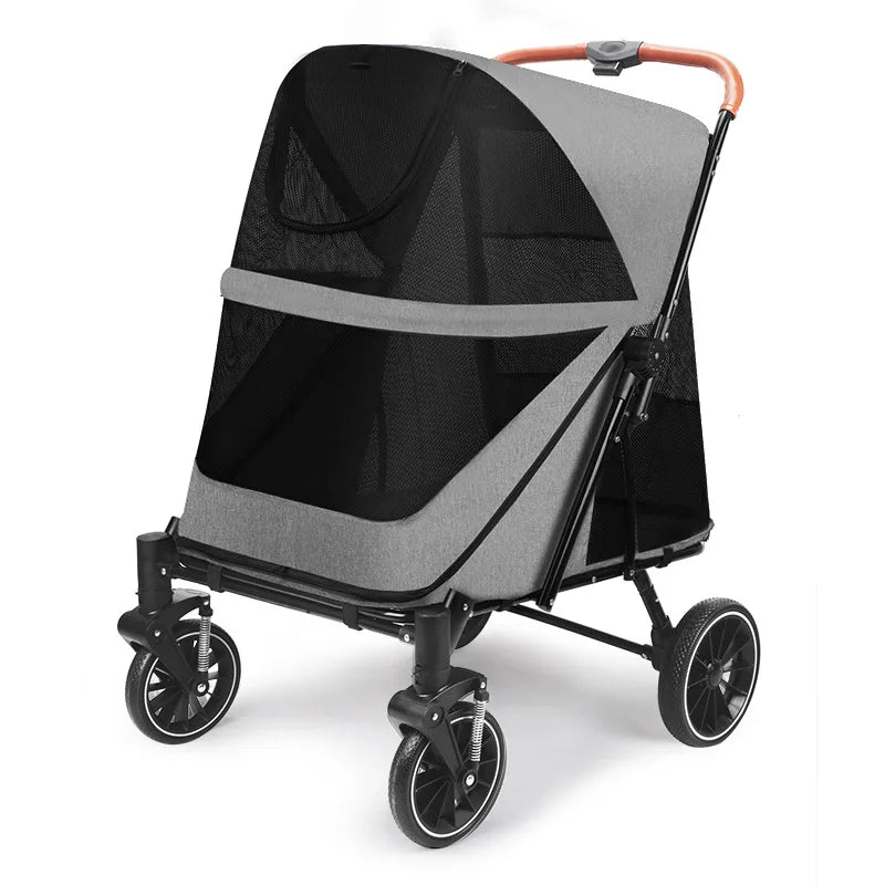 Foldable Medium To Large Pet Stroller with A Load - bearing Capacity of Up To 55kg Providing Ample Space for Elderly Dogs 2025 New - Lily.sg Global Shopping