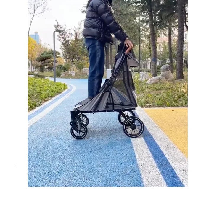Foldable Medium To Large Pet Stroller with A Load - bearing Capacity of Up To 55kg Providing Ample Space for Elderly Dogs 2025 New - Lily.sg Global Shopping
