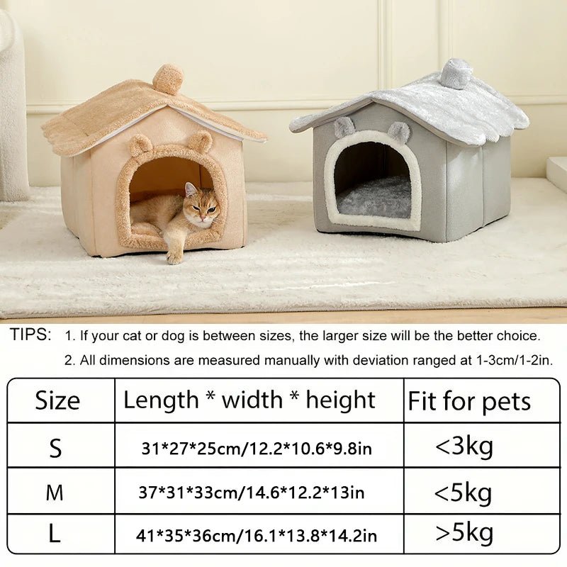 Foldable Pet House Removable Washable Cat House Puppy Cave Sofa Pet Bed House for Extra Small Dogs and Small and Medium Cats - Lily.sg Global Shopping