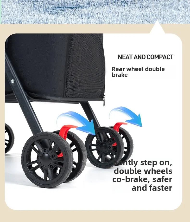 Foldable Pet Stroller Cats/Dog Carriers Comfortable Breathable Puppy Teddy Transport Trolley Outdoor Lightweight Dogs Basket - Lily.sg Global Shopping