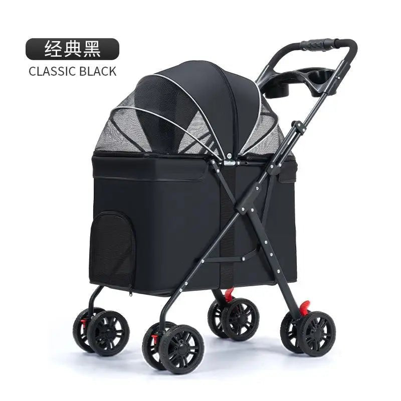Foldable Pet Stroller Cats/Dog Carriers Comfortable Breathable Puppy Teddy Transport Trolley Outdoor Lightweight Dogs Basket - Lily.sg Global Shopping