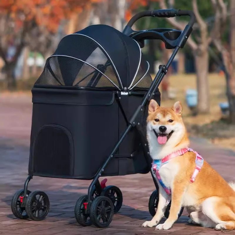 Foldable Pet Stroller Cats/Dog Carriers Comfortable Breathable Puppy Teddy Transport Trolley Outdoor Lightweight Dogs Basket - Lily.sg Global Shopping
