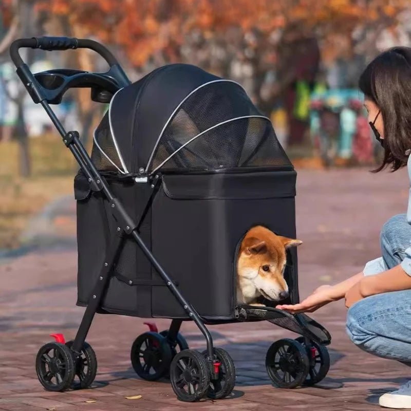 Foldable Pet Stroller Cats/Dog Carriers Comfortable Breathable Puppy Teddy Transport Trolley Outdoor Lightweight Dogs Basket - Lily.sg Global Shopping