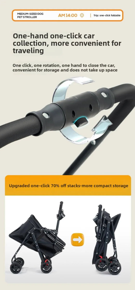 Foldable Pet Stroller Cats/Dog Carriers Comfortable Breathable Puppy Teddy Transport Trolley Outdoor Lightweight Dogs Basket - Lily.sg Global Shopping