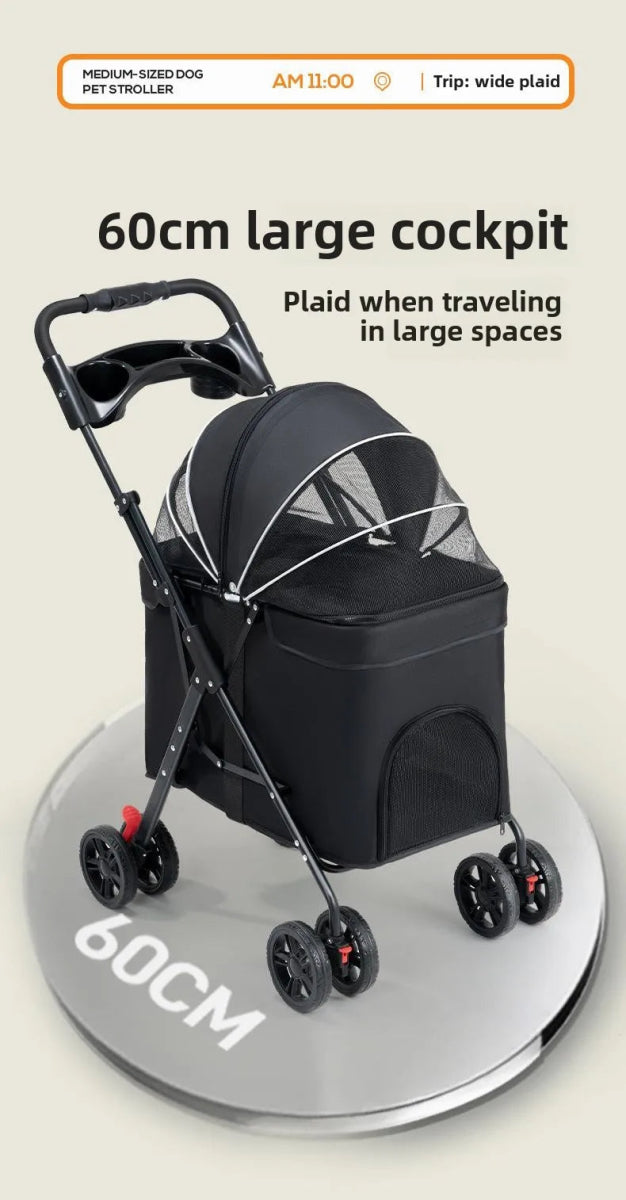 Foldable Pet Stroller Cats/Dog Carriers Comfortable Breathable Puppy Teddy Transport Trolley Outdoor Lightweight Dogs Basket - Lily.sg Global Shopping