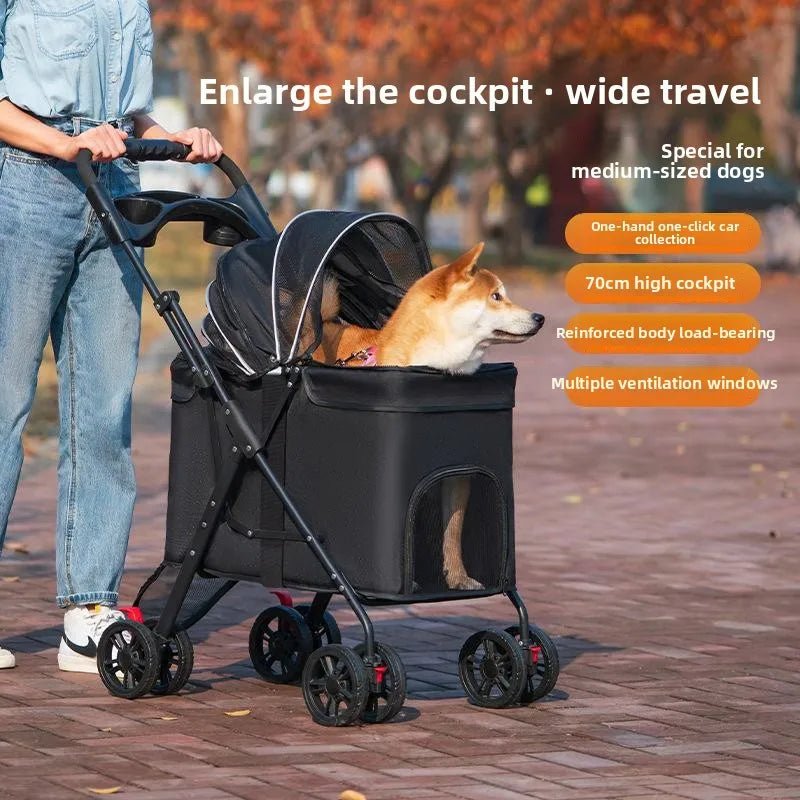Foldable Pet Stroller Cats/Dog Carriers Comfortable Breathable Puppy Teddy Transport Trolley Outdoor Lightweight Dogs Basket - Lily.sg Global Shopping