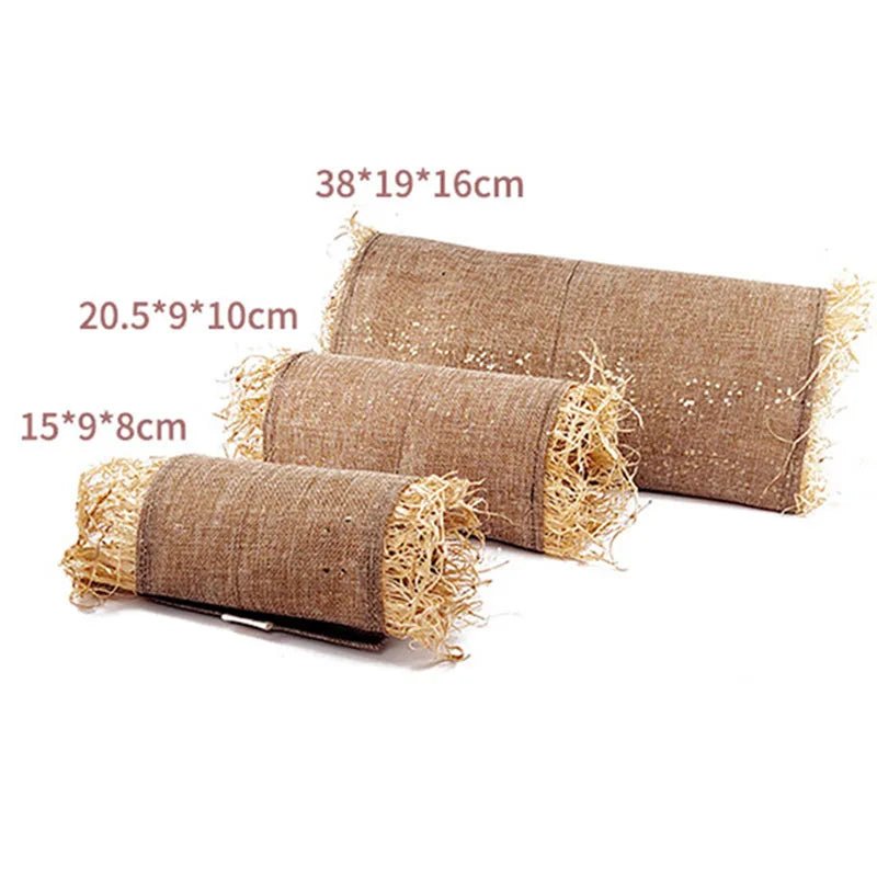Foldable Woven Rabbit Cages Pets Hamster Guinea Pig Bunny Grass Chew Toy Mat House Bed Nests for Small Animal Rabbit Accessories - Lily.sg Global Shopping