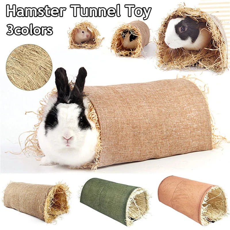 Foldable Woven Rabbit Cages Pets Hamster Guinea Pig Bunny Grass Chew Toy Mat House Bed Nests for Small Animal Rabbit Accessories - Lily.sg Global Shopping