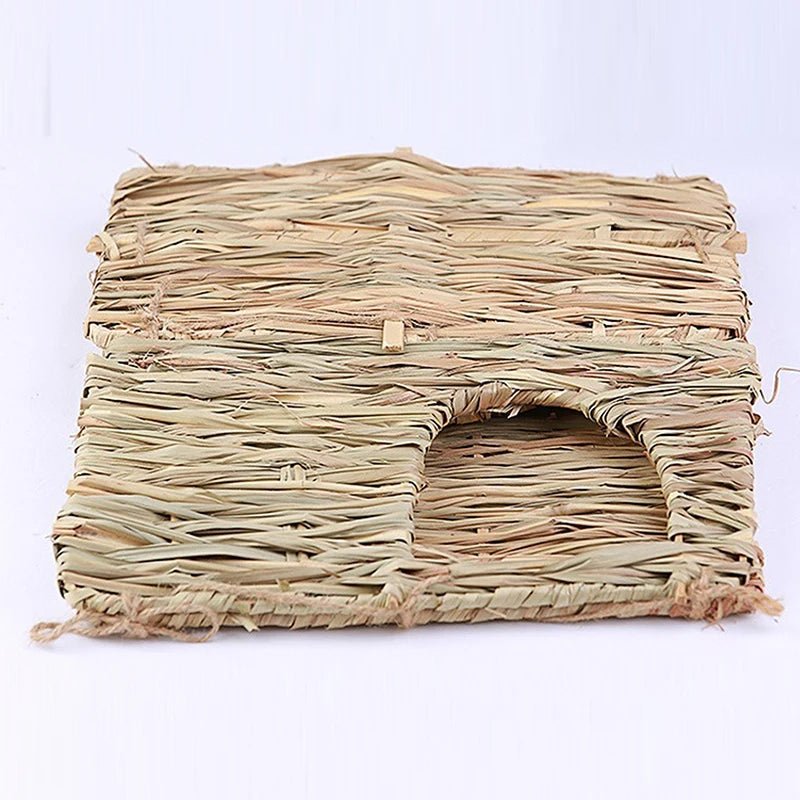 Foldable Woven Rabbit Cages Pets Hamster Guinea Pig Bunny Grass Chew Toy Mat House Bed Nests for Small Animal Rabbit Accessories - Lily.sg Global Shopping