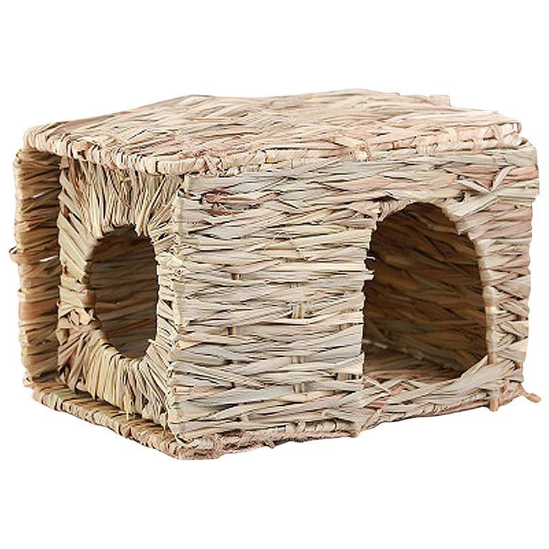 Foldable Woven Rabbit Cages Pets Hamster Guinea Pig Bunny Grass Chew Toy Mat House Bed Nests for Small Animal Rabbit Accessories - Lily.sg Global Shopping
