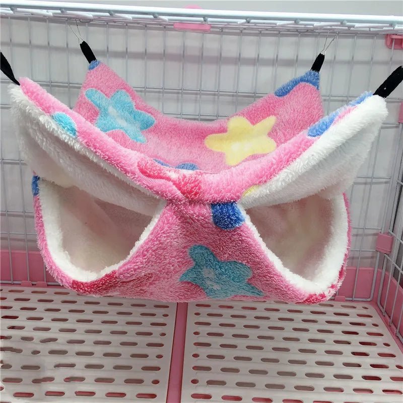 Hamster Hideout Cage Print Fleece Guinea Pig Sugar Glider Sleeping Bed Rodent Hammock Rat Little House Animals Supplies - Lily.sg Global Shopping