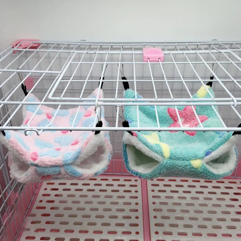 Hamster Hideout Cage Print Fleece Guinea Pig Sugar Glider Sleeping Bed Rodent Hammock Rat Little House Animals Supplies - Lily.sg Global Shopping