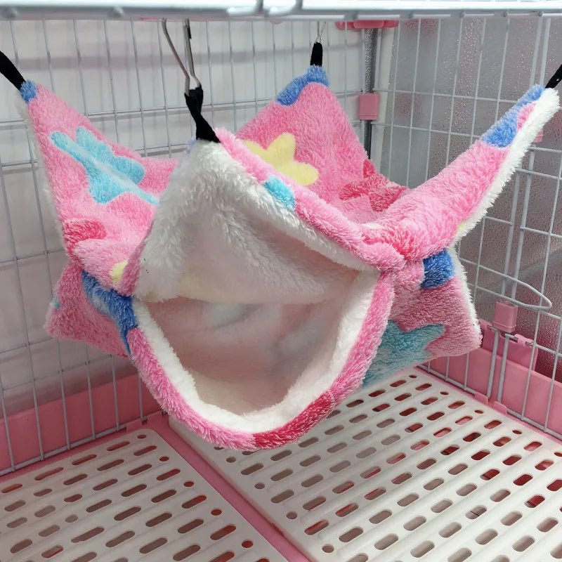 Hamster Hideout Cage Print Fleece Guinea Pig Sugar Glider Sleeping Bed Rodent Hammock Rat Little House Animals Supplies - Lily.sg Global Shopping