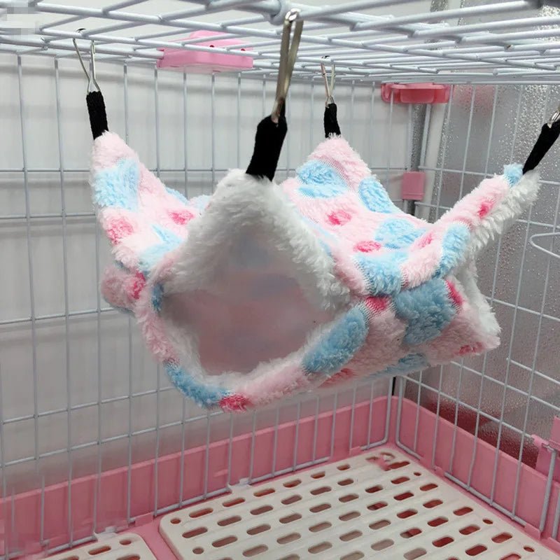 Hamster Hideout Cage Print Fleece Guinea Pig Sugar Glider Sleeping Bed Rodent Hammock Rat Little House Animals Supplies - Lily.sg Global Shopping