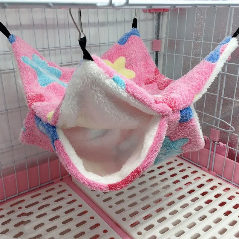 Hamster Hideout Cage Print Fleece Guinea Pig Sugar Glider Sleeping Bed Rodent Hammock Rat Little House Animals Supplies - Lily.sg Global Shopping