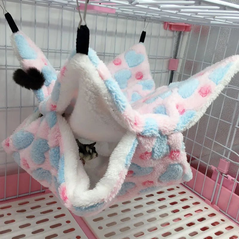 Hamster Hideout Cage Print Fleece Guinea Pig Sugar Glider Sleeping Bed Rodent Hammock Rat Little House Animals Supplies - Lily.sg Global Shopping