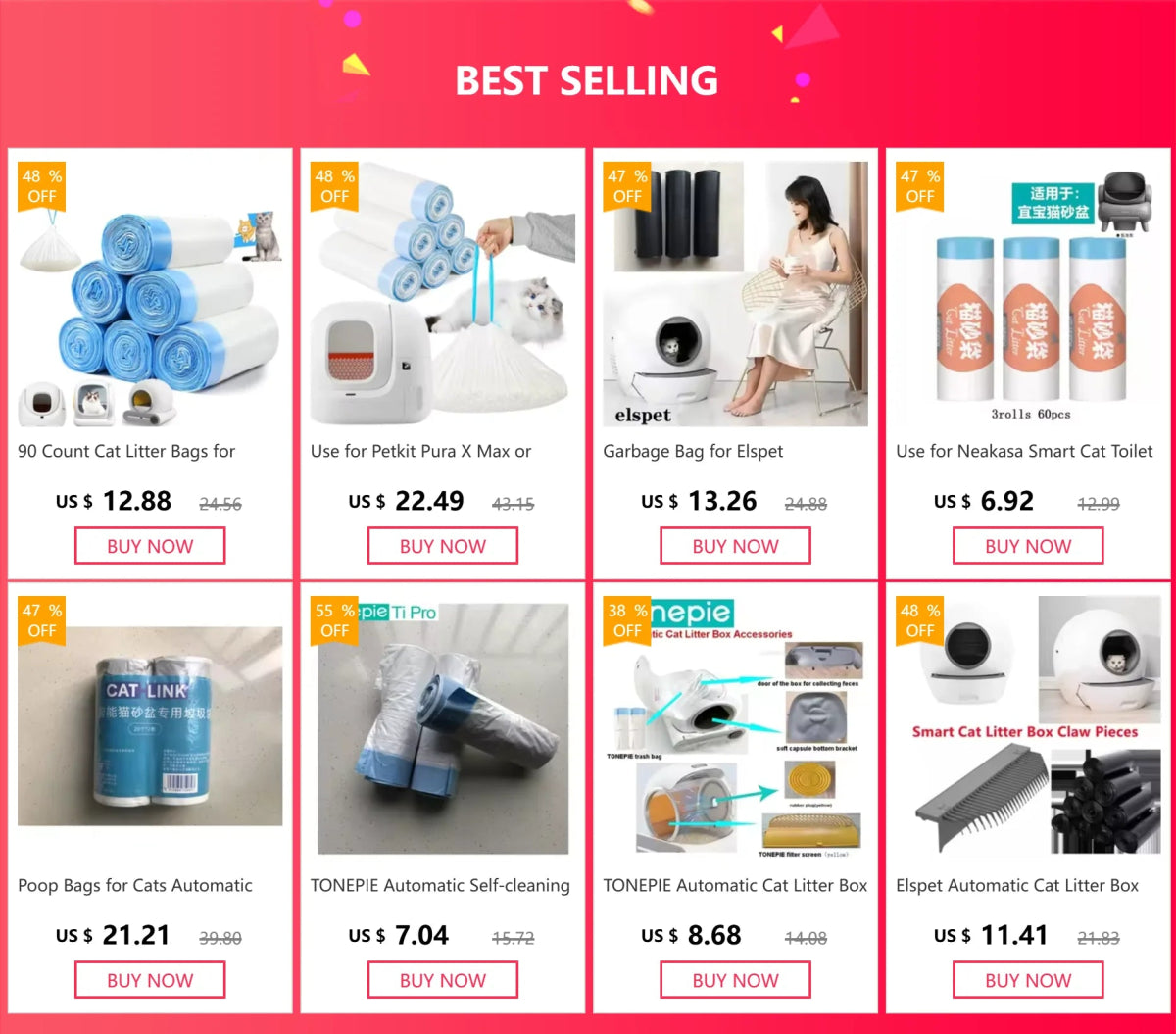 Heavy Duty Cat Litter Box Liners for TONEPIE Self - cleaning Box - a Perfect Fit Preventing Mess and Odors Garbage Bag Poop Bags - Lily.sg Global Shopping