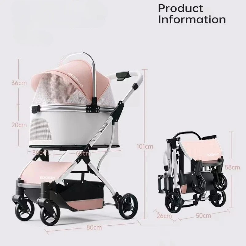 High appearance Pet Stroller Detachable Multifunctional Pet Carrier Lightweight and Foldable Portable Pet Stroller Dogs Buggy - Lily.sg Global Shopping