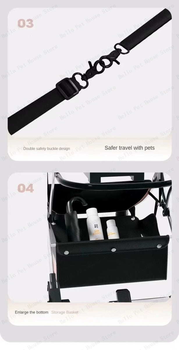 High appearance Pet Stroller Detachable Multifunctional Pet Carrier Lightweight and Foldable Portable Pet Stroller Dogs Buggy - Lily.sg Global Shopping