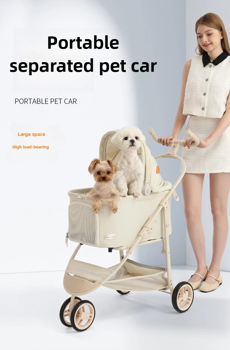 High - value Pet Stroller Lightweight and foldable Detachable Pet Stroller Car Pet Basket Outdoor Cat and Dog Travel Stroller - Lily.sg Global Shopping