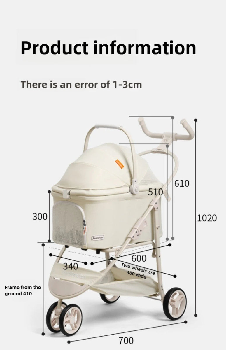 High - value Pet Stroller Lightweight and foldable Detachable Pet Stroller Car Pet Basket Outdoor Cat and Dog Travel Stroller - Lily.sg Global Shopping