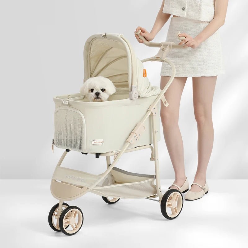 High - value Pet Stroller Lightweight and foldable Detachable Pet Stroller Car Pet Basket Outdoor Cat and Dog Travel Stroller - Lily.sg Global Shopping