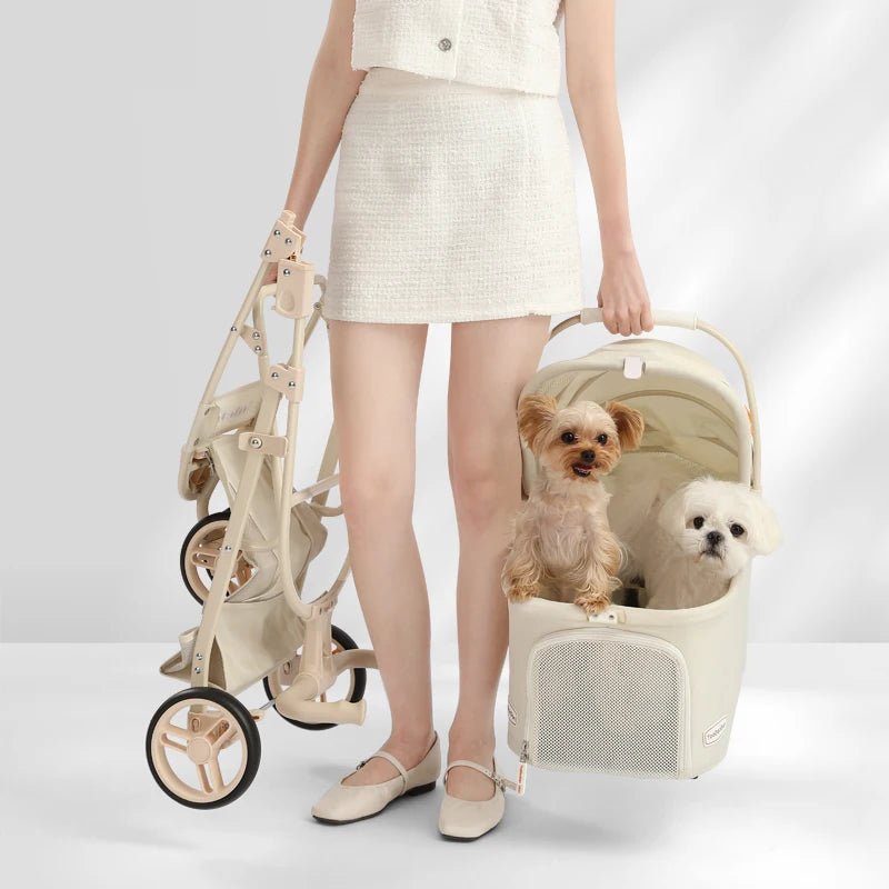 High - value Pet Stroller Lightweight and foldable Detachable Pet Stroller Car Pet Basket Outdoor Cat and Dog Travel Stroller - Lily.sg Global Shopping