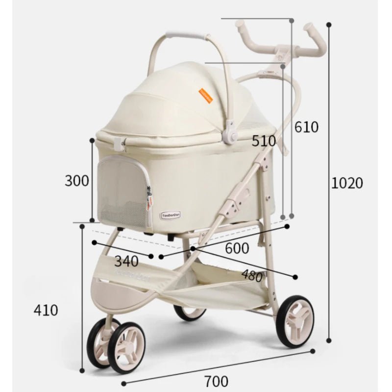 High - value Pet Stroller Lightweight and foldable Detachable Pet Stroller Car Pet Basket Outdoor Cat and Dog Travel Stroller - Lily.sg Global Shopping