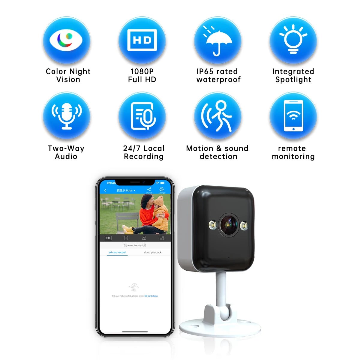 Jooan 1080P Outdoor Wifi IP Camera CCTV Surveillance Camera Waterproof Mini Camera 5 X Zoom Color Night Smart Home Baby Monitor - Lily.sg Global Shopping