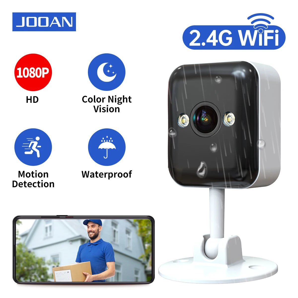 Jooan 1080P Outdoor Wifi IP Camera CCTV Surveillance Camera Waterproof Mini Camera 5 X Zoom Color Night Smart Home Baby Monitor - Lily.sg Global Shopping