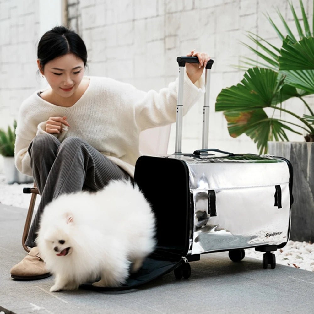 Large Pet Dog Trolley Load 15KG 4 Universal Wheels Pet Stroller Cat Dog Carrier Bag Wheeling Suitcase For Big Pet Travel Case - Lily.sg Global Shopping