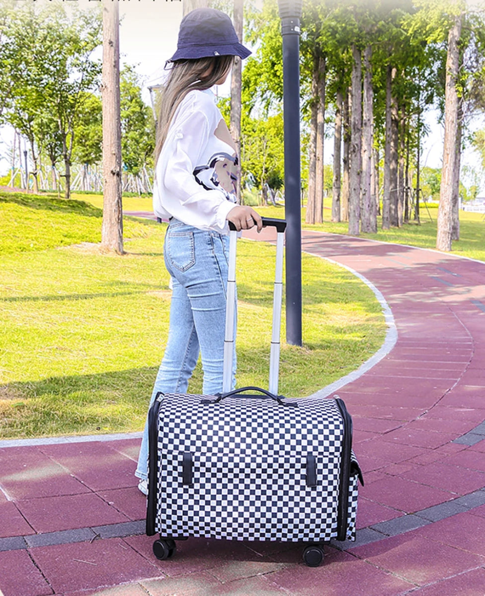 Large Pet Dog Trolley Load 15KG 4 Universal Wheels Pet Stroller Cat Dog Carrier Bag Wheeling Suitcase For Big Pet Travel Case - Lily.sg Global Shopping