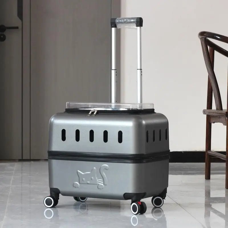 Large Pet Travel Carrier Rolling Pet Transport for Cats & Small Dogs Breathable Cat Suitcase Transparent Skylight Pet Stroller - Lily.sg Global Shopping