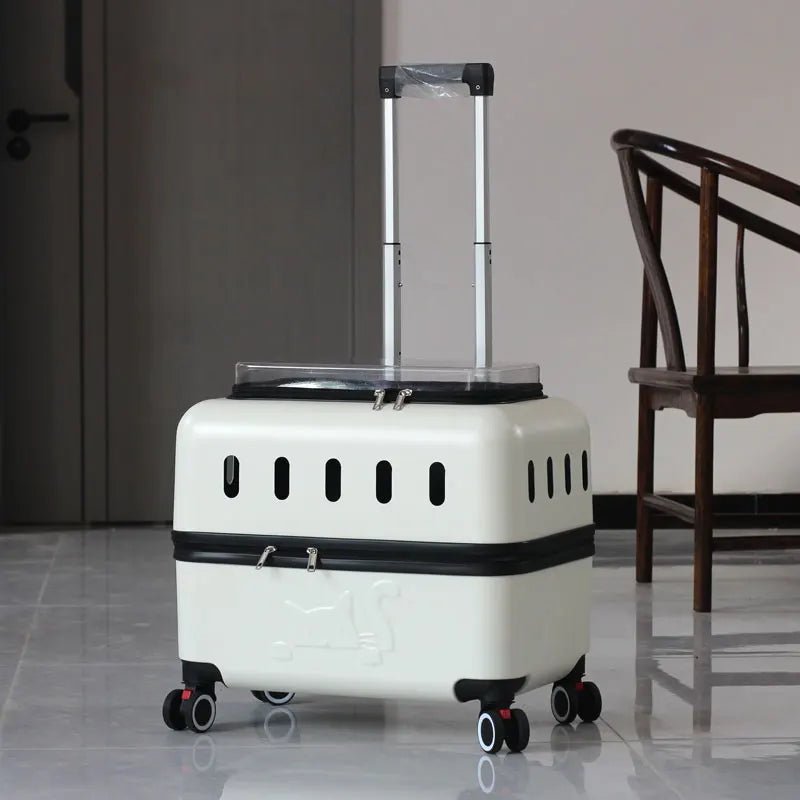 Large Pet Travel Carrier Rolling Pet Transport for Cats & Small Dogs Breathable Cat Suitcase Transparent Skylight Pet Stroller - Lily.sg Global Shopping
