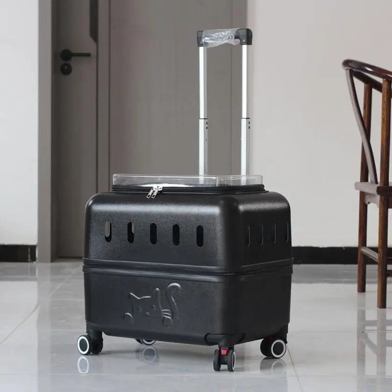 Large Pet Travel Carrier Rolling Pet Transport for Cats & Small Dogs Breathable Cat Suitcase Transparent Skylight Pet Stroller - Lily.sg Global Shopping